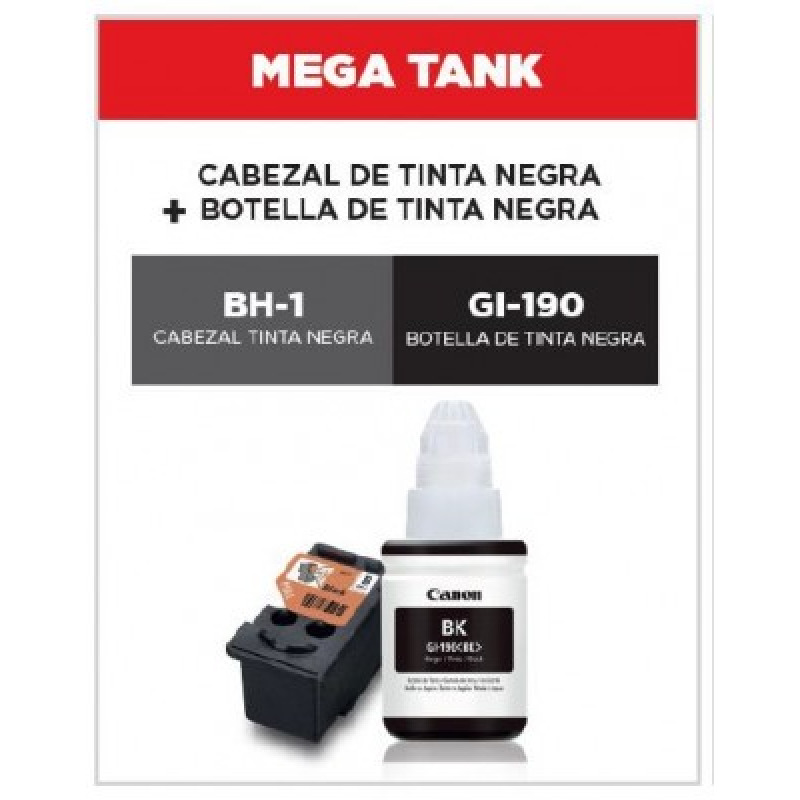Kit Cabezal Canon 0692C004AA Negro y tinta Negra GI-190BK para serie G1100 / G1110 / G2100