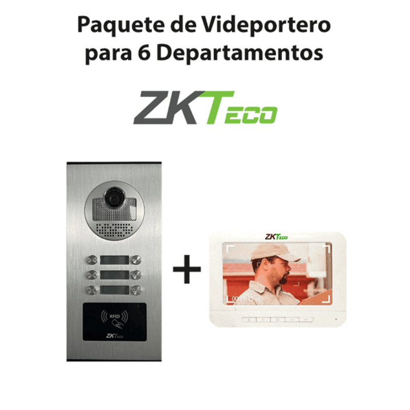 ZKTeco VE06A01PAQ7P- Paquete de Videportero para 6 Departamentos VE06A01 con Monitor VDPIB3 de 7 pulgadas