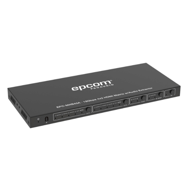 Matricial HDMI | 4x2 | 4K2K60Hz | HDR | YCbCr 444 | EDID Auto | Extractor de Audio | Salida de audio análoga y digitalizados | HDCP 22 | 18 Gbps