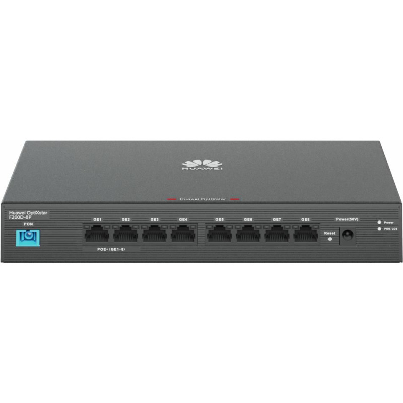 HUAWEI MiniFTTO  ONU Switch Gigabit PoE / 8 puertos 10/100/1000Mbps PoE  1  PON SC/UPC/ Downstream 2488 Gbps / Upstream 1244 Gbps / modo puente / 120 W/ Administración Nube