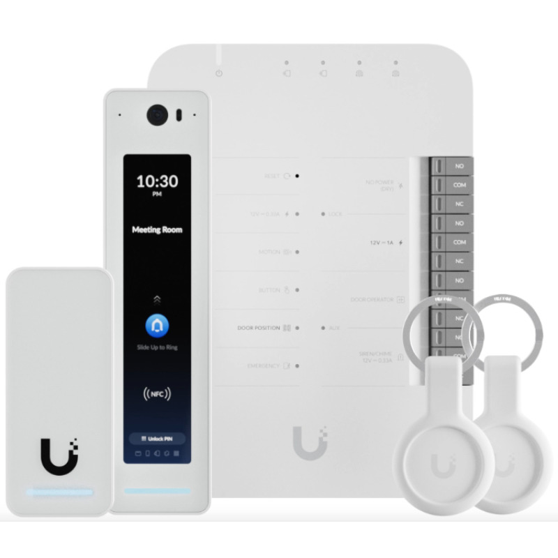 UBIQUITI UA-G2-SK-PRO - Kit de control de acceso profesional UniFi para 1 puerta, Entrada y Salida, Incluye: 1 x UA-Hub, 1 x Lector G2 Reader Pro, 1 x Lector G2 Reader, 2 x Llaveros de bolsillo NFC
