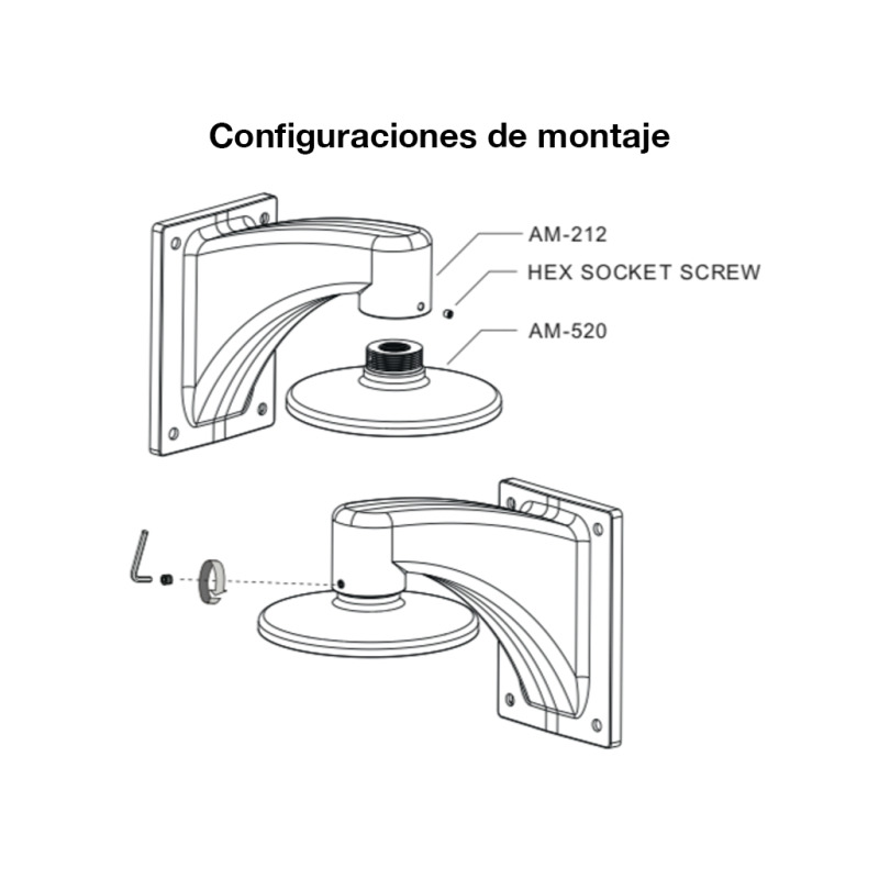 VIVOTEK AM-520_V05 - Soporte de montaje para camaras domo y fisheye, para exterior, Conector hembra 3/4" NPT,  Conector macho 1-1/2" PS image 3