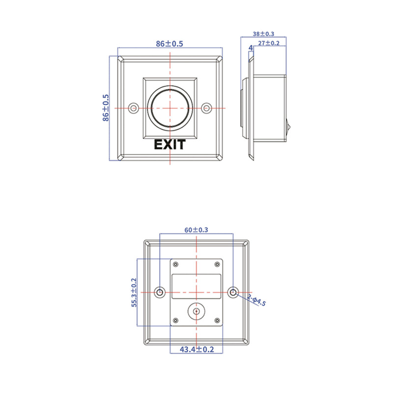 ZKTECO K11B2 - Botón de Salida sin Contacto / Salidas  NC y NO/ Rango de Detección hasta 10 CM image 5