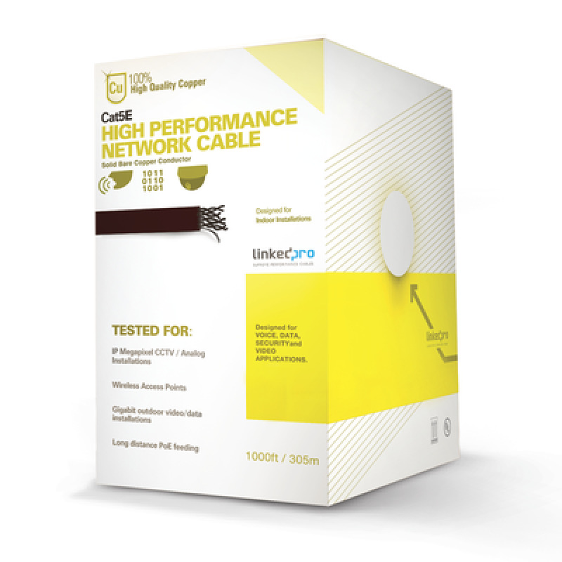 Bobina de cable de 305 m  1000 ft   Cat5e alto rendimiento color blanco UL para aplicaciones en video vigilancia redes de datos Uso en interior image 2