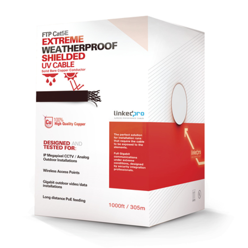 Bobina de cable de 152 m Cat5e FTP blindado para intemperie color negro UL color negro para aplicaciones en video vigilancia redes de datos image 3