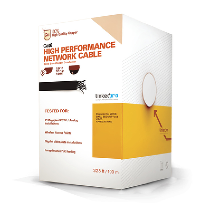 Cable Cat6 CALIBRE 23 ALTO RENDIMIENTO ETLUL color azul de 100 metros super flexible para aplicaciones de CCTV video HD y redes de datos image 3