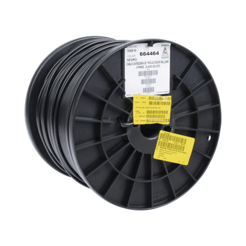 Bobina de 1000 ft  305 m  Cat5e con gel para exterior color Negro para aplicaciones en sistemas de redes de datos y cableado estructuradoUso intemperie image 3