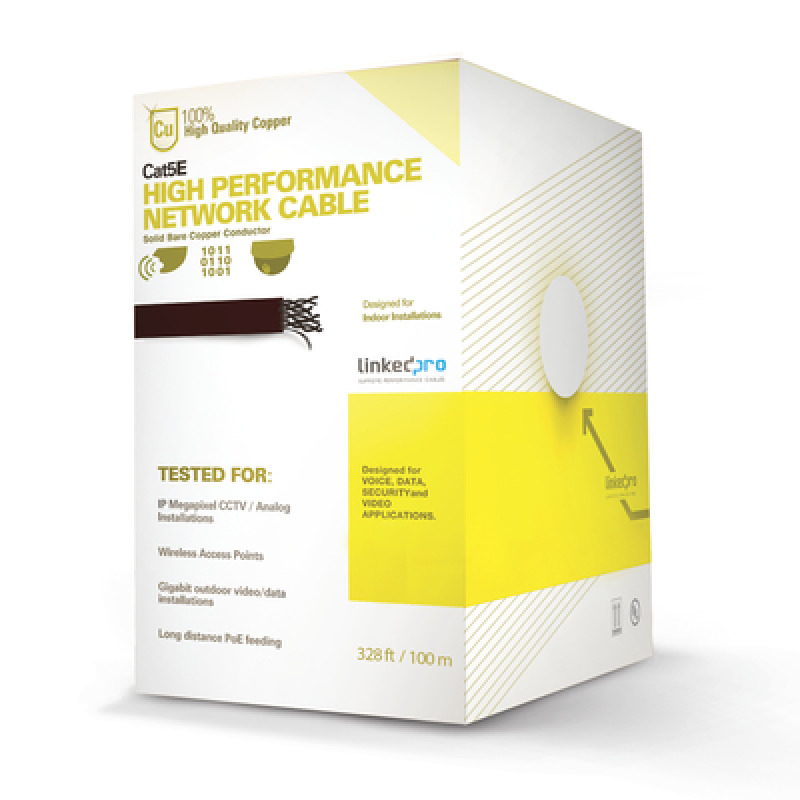 Cable Cat5e de alto rendimiento con certificaciones ETL UL color gris de 100 m  328 ft  para aplicaciones en CCTV redes de datos Uso interior