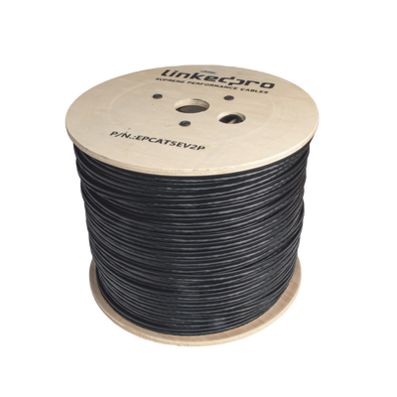 Bobina de Cable Siamés Cat5E CCA  2 Cables Gruesos 16 AWG para Alimentar Cámaras Más Lejos / 305m / Instalación en Exterior / Uso Industrial para Climas Extremos image 3