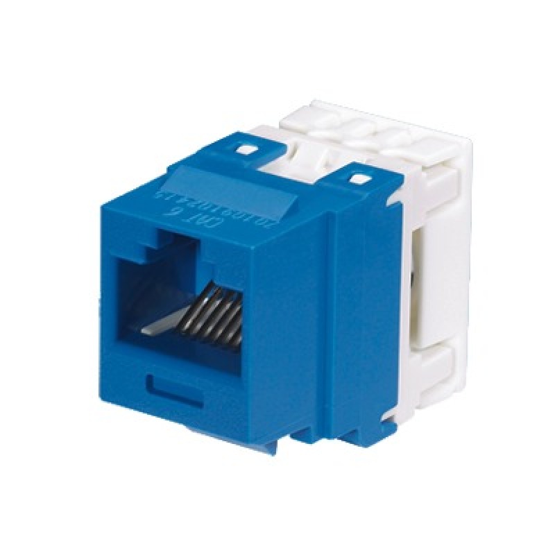 Conector Jack Estilo 110 de Impacto Tipo Keystone Categoría 6 de 8 posiciones y 8 cables Color Azul