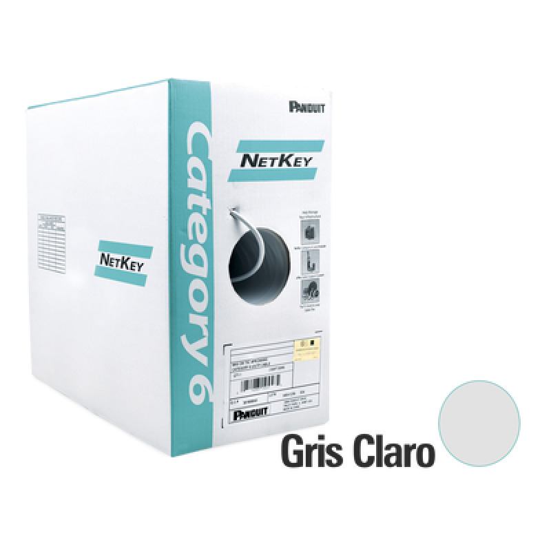 Bobina de Cable UTP de 305 m de Cobre NetKey Gris Claro Categoría 6 24 AWG 1000Mbps  Riser CMR de 4 pares image 3