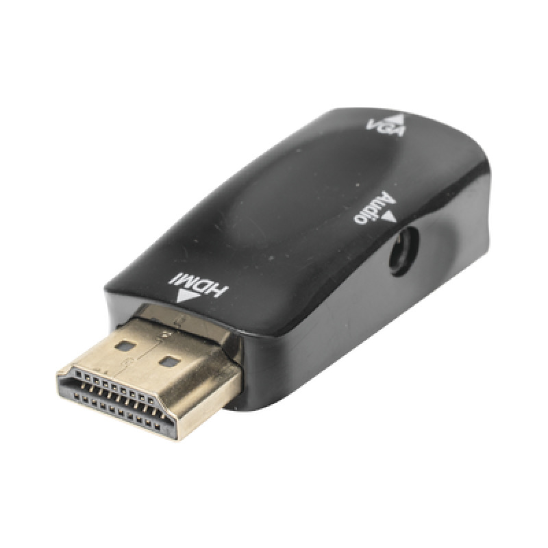Adaptador Convertidor HDMI a VGA  / HDMI Macho a VGA Hembra / Resolución 1920x1080  60Hz  / Adaptador de Audio de 35 mm / Chapado en Níquel