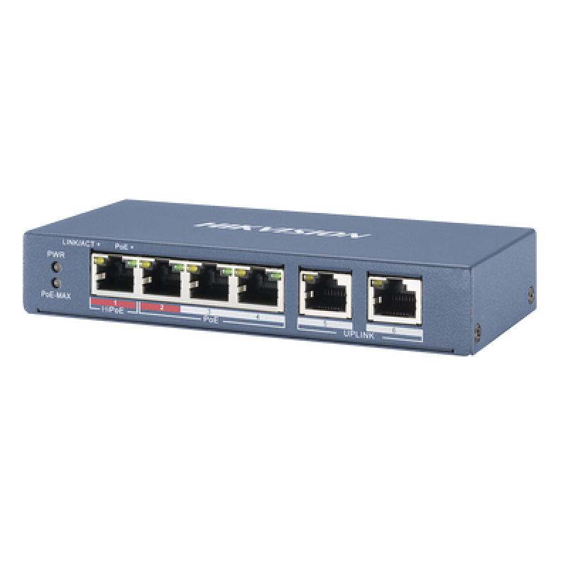 Switch PoE / No Administrable / 3 Puertos 10/100 Mbps 8023 af/at 30 W  1 Puerto 10/100 Mbps HiPoE 60 W / 2 Puertos 10/100 Mbps Uplink / Modo Extendido hasta 300 Metros / 60 W