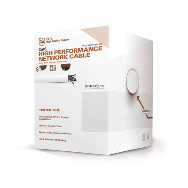 Bobina de cable de 152 Metros Cat6 CALIBRE 23 ALTO DESEMPEÑO super flexible UL color Blanco para aplicaciones de video vigilancia y redes de datos image 3