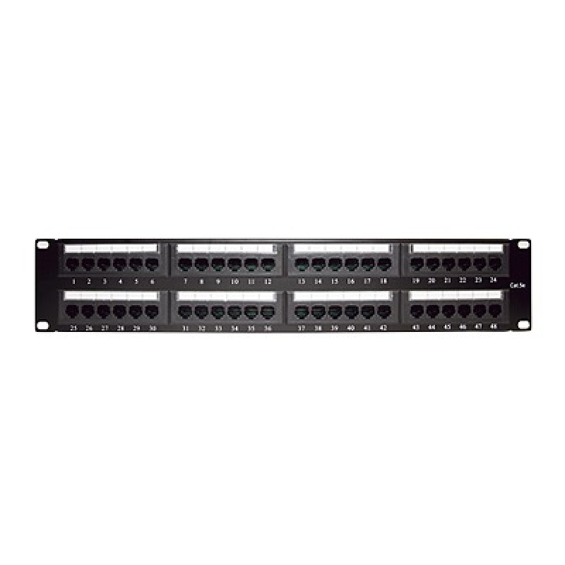 Panel de parcheo de impacto 110 UTP de 48 puertos Cat5e 19in 2U con barra para organizar cable image 3