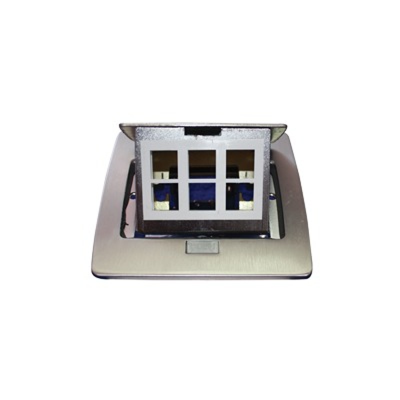 Mini caja de piso rectangular para datos y conectores tipo Keystone Color y material en acero inoxidable 3 puertos 1100021202