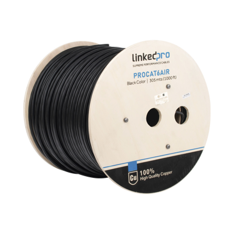 Bobina de cable FTP con Mensajero de Acero de 305 m Cat6 CALIBRE 23 color negro para aplicaciones en video vigilancia y redes de datos / Uso en Intemperie y aplicaciones Aéreas image 3