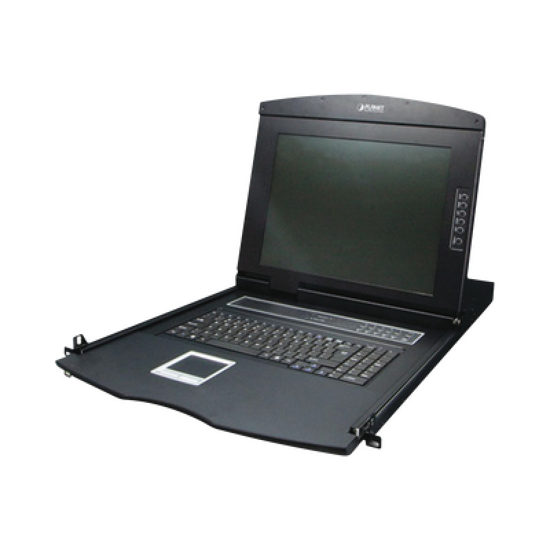 Switch KVM con Monitor de 17con Teclado y Trackpad para Rack de 1U de Cuatro Postes 8 Puertos VGA Para Acceder y Controlar Hasta 8 Computadoras Desde una Sola Consola