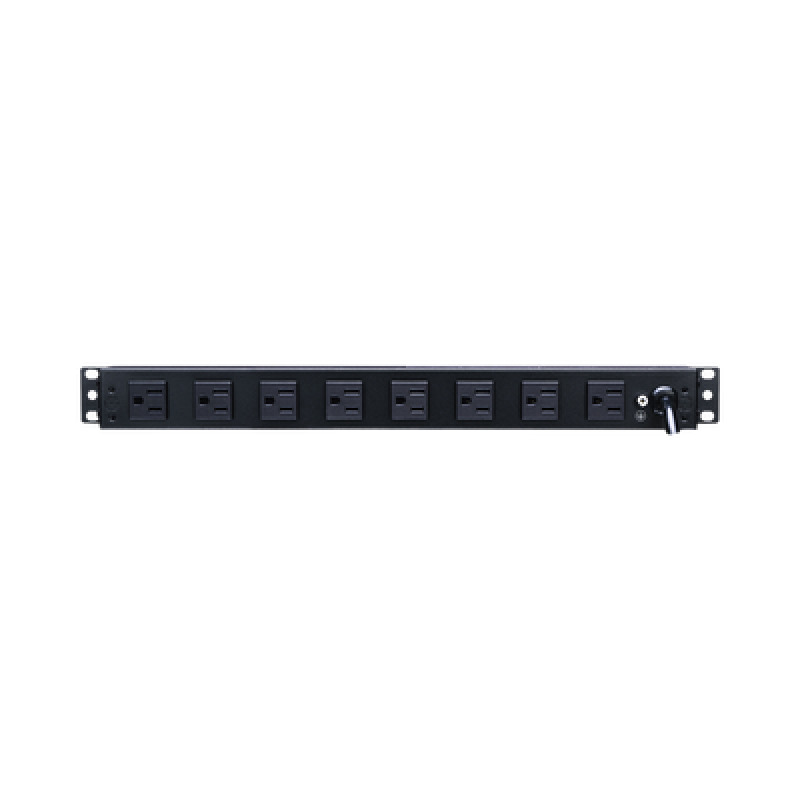 PDU Básico Para Distribución de Energía Con 8 Tomas NEMA 515R Traseras y 2 Tomas 515R Frontales 1UR 15 Amp 120 Vca