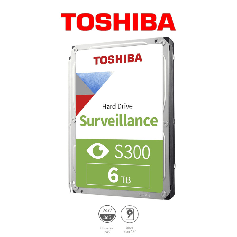 TOSHIBA HDWT860UZSVA - Disco Duro de 6 TB/ Serie S300 Especial Para Videovigilancia/ Ideal para Trabajo 24/7/ Inteface: SATA 3.5"/ 5400 rpm/ 128 MB / Hasta 64 cámaras