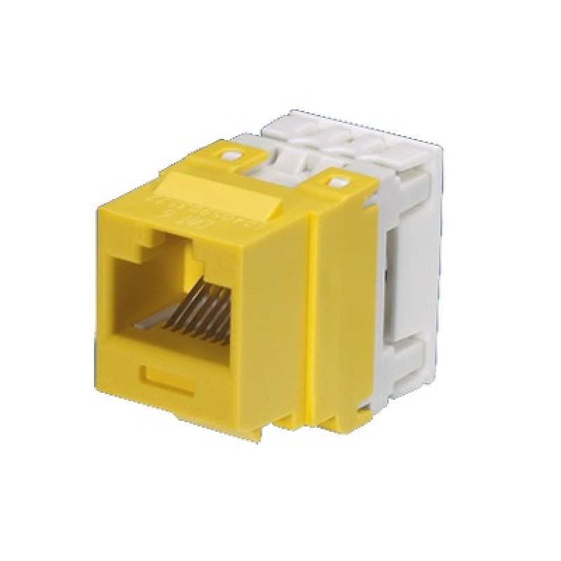Conector Jack Estilo 110 de Impacto Tipo Keystone Categoría 6 de 8 posiciones y 8 cables Color Amarillo