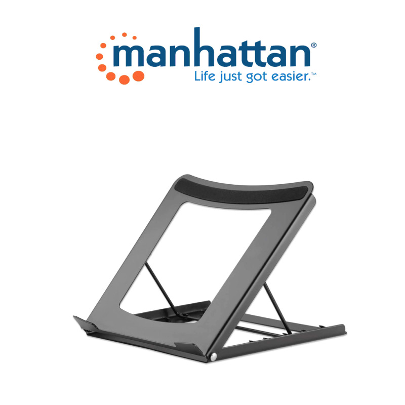 MANHATTAN 462129 - Soporte ajustable para laptops y tabletas / Elevador ergonómico para laptops y otros dispositivos de 10" a 15.6" / Hasta 5 kg / Plegable en cinco posiciones / Color negro image 3