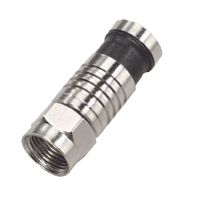 Conector F Macho de Compresión para cable RG59 Cuerpo de Bronce Niquelado