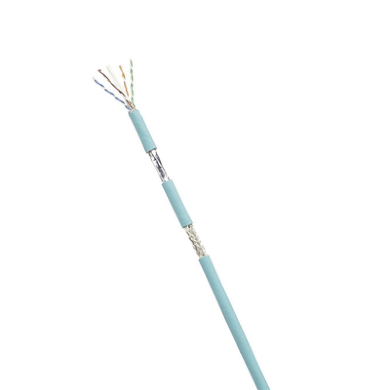 Bobina de Cable Blindado SF/UTP Categoría 6A Uso Industrial con Resistencia al Aceite y Rayos UV Multifilar 24/7 Flexible Color Azul Cerceta Bobina de 305m
