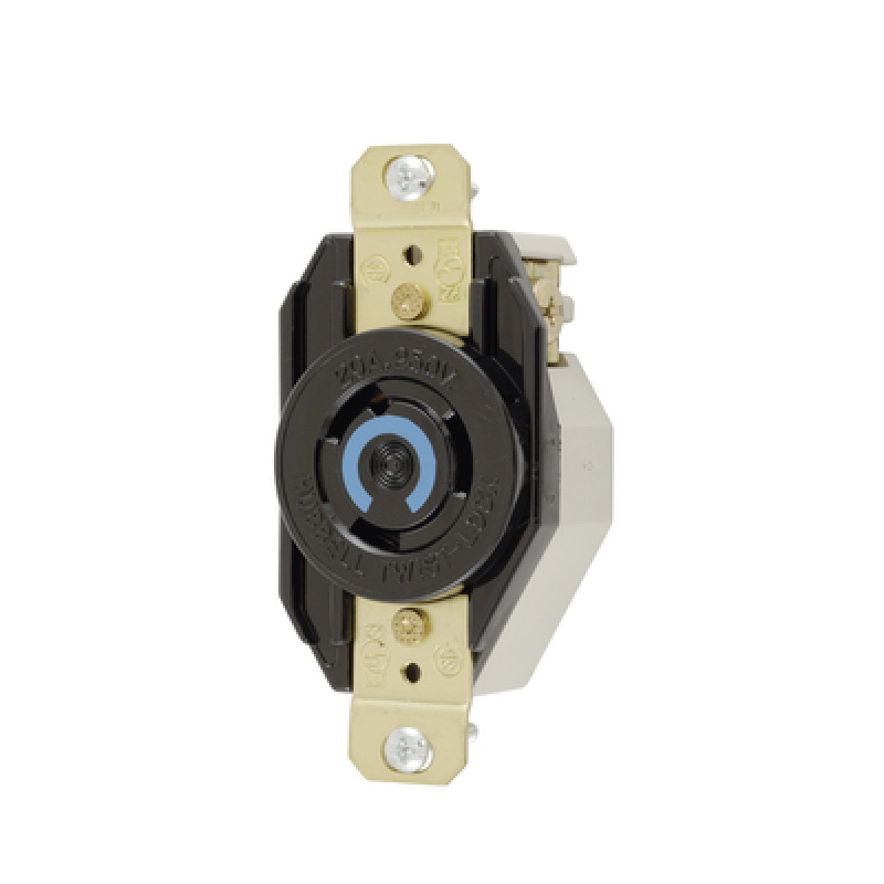 Receptáculo de Media Vuelta Industrial para Empotrar/ 20A  250V/ 2 Polos 3 Hilos/ NEMA L620R / Color Negro image 3