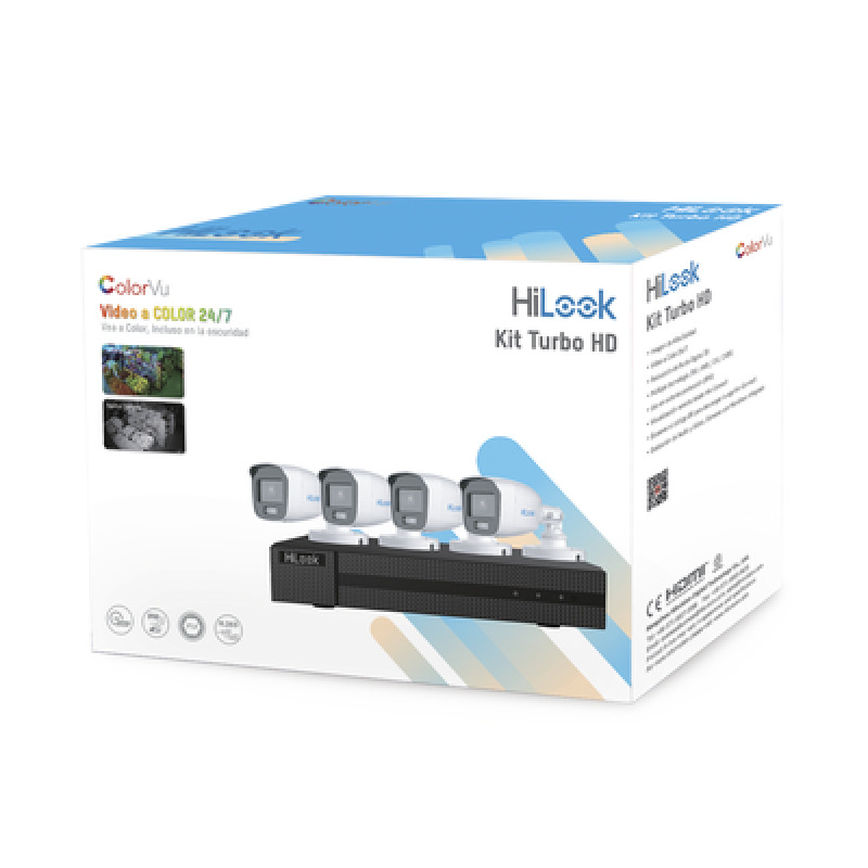 Kit TurboHD 1080p / DVR 4 Canales / 4 Cámaras Bala ColorVu con Micrófono Integrado / Fuente de Poder / Accesorios de Instalación