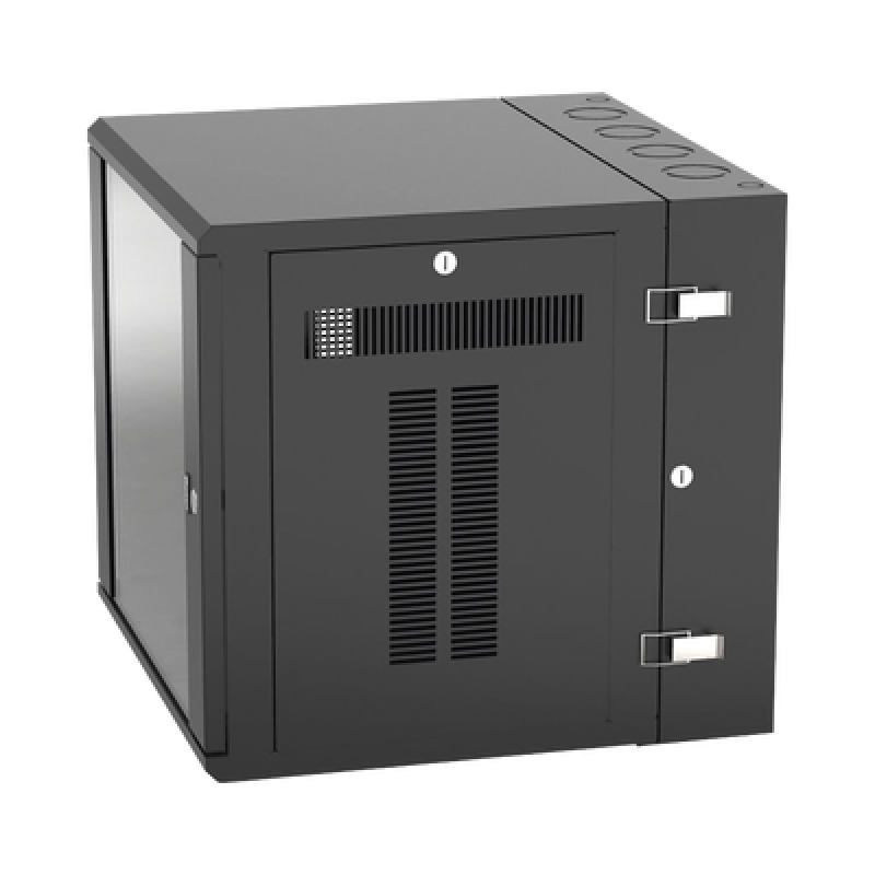 Gabinete PanZone de Montaje en Pared de 19in Puerta con Ventana de Seguridad 12 UR 635mm de Profundidad Color Negro image 3