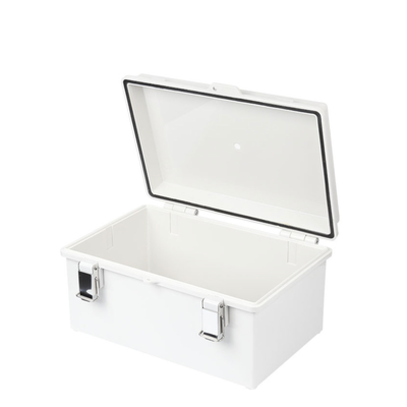 Gabinete de Plástico ABS Uso en Intemperie ip66 300 x 300 x 180 mm Cierre por Broche Inoxidable y Permite Cerrado con Candado y Llave Perno 5mm No Incluido image 3