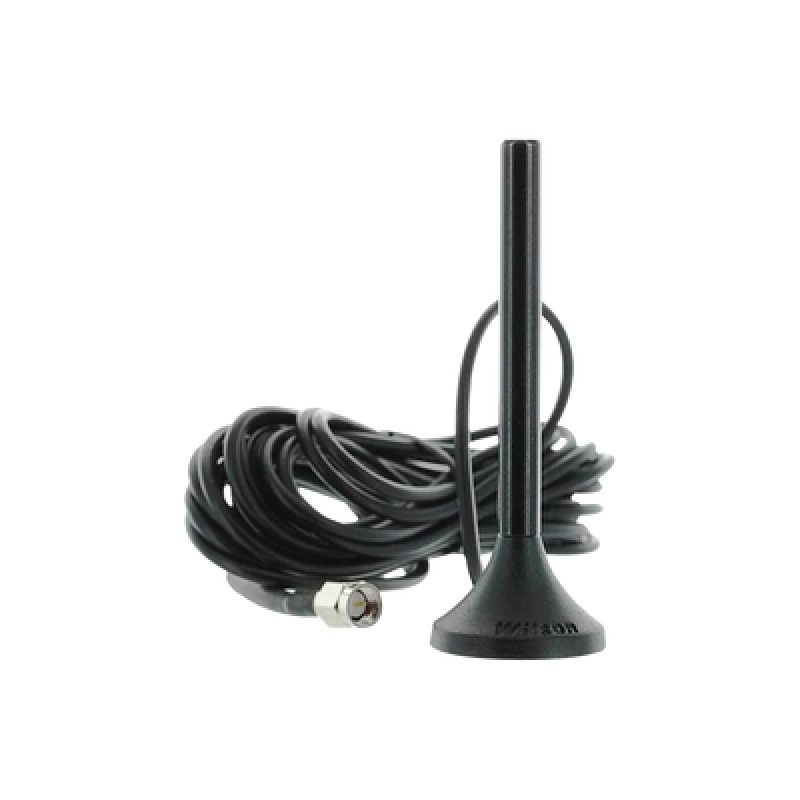 Antena Mini de Montaje Magnético con cable RG174 y conector SMA macho | Rango de Frecuencias 700960 MHz 17102270 MHz | Ganancia Máxima 31 dB