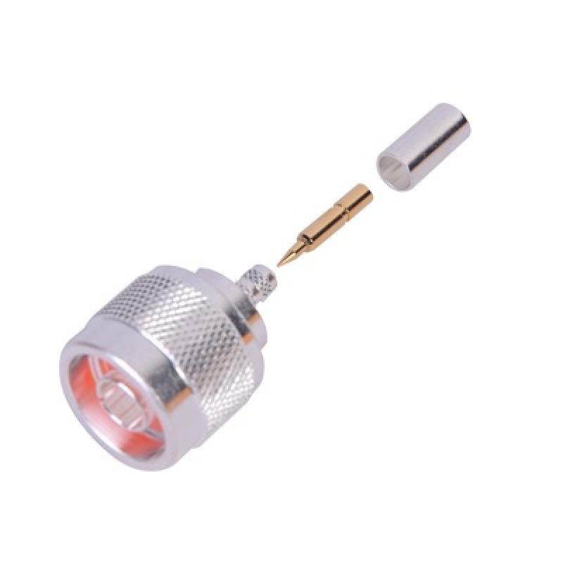 Conector N Macho de Anillo Plegable para Cable RG58/U Plata/ Oro/ Teflón