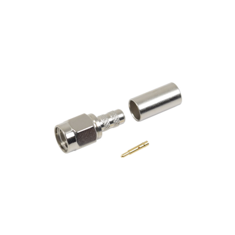 Conector SMA Macho de anillo plegable para cable RG58/U Niquel / Oro / Teflón