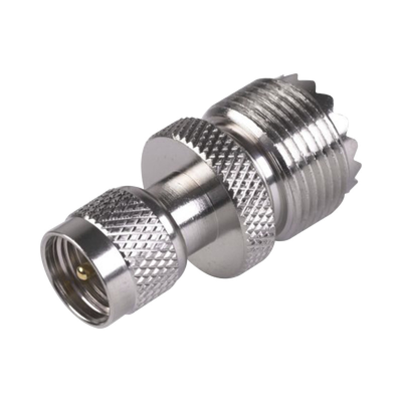 Adaptador en Línea de Conector Mini UHF Macho a UHF Hembra SO239 Níquel/ Oro/ Teflón