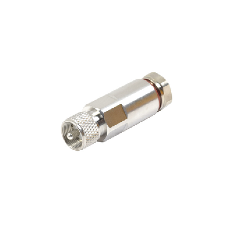 Conector UHF Macho PL259 de RF Industries para Cable HELIAX de 1/2 LDF450A Tipo Rosca Bronce Blanco/ Plata/ Teflón
