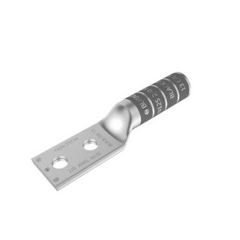 Zapata Terminal de Cobre Electrolítico/ Cañon Largo con 2 Perforaciones para Tornillos de 1/2 / Cable Calibre 2/0 / Espaciamiento entre orificios de 1 3/4