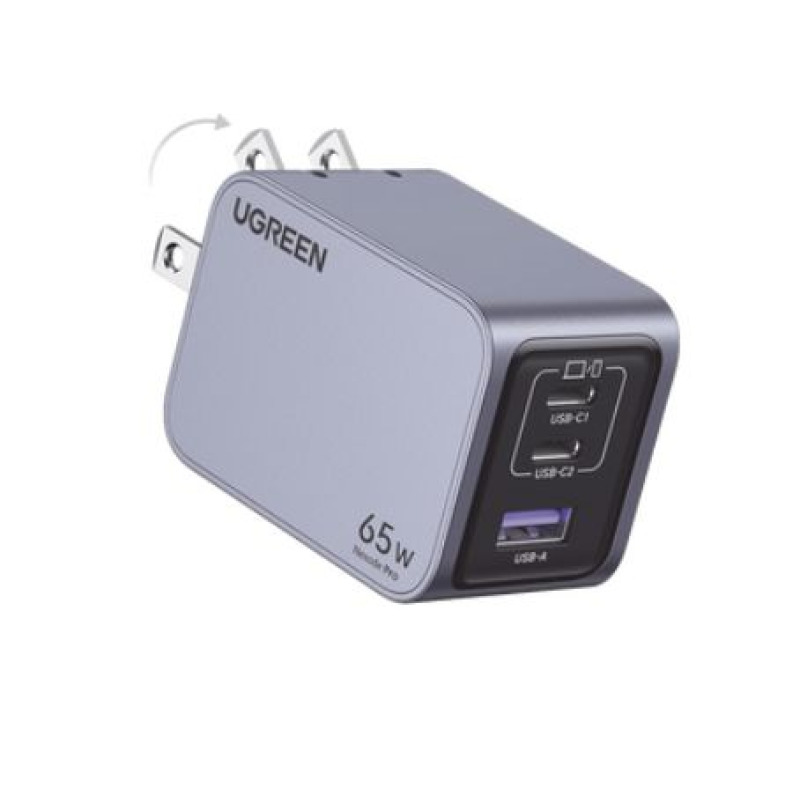 Cargador de 65W serie Nexode Pro | 3 Puertos de Carga Rápida | 2 USBC | 1 USBA | Tecnología GaNInfinity | PD31 de 65W / QC40 | Tecnología de Protección Térmica | Optimiza la Carga | Caja de Aluminio | Incluye Cable U