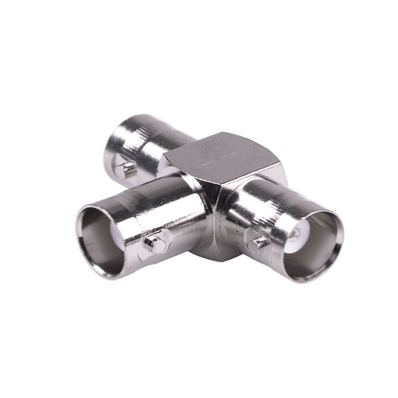 Adaptador Triple en T para 50 Ohm de BNC Hembra a Doble BNC Hembras Níquel/ Plata/ Teflón