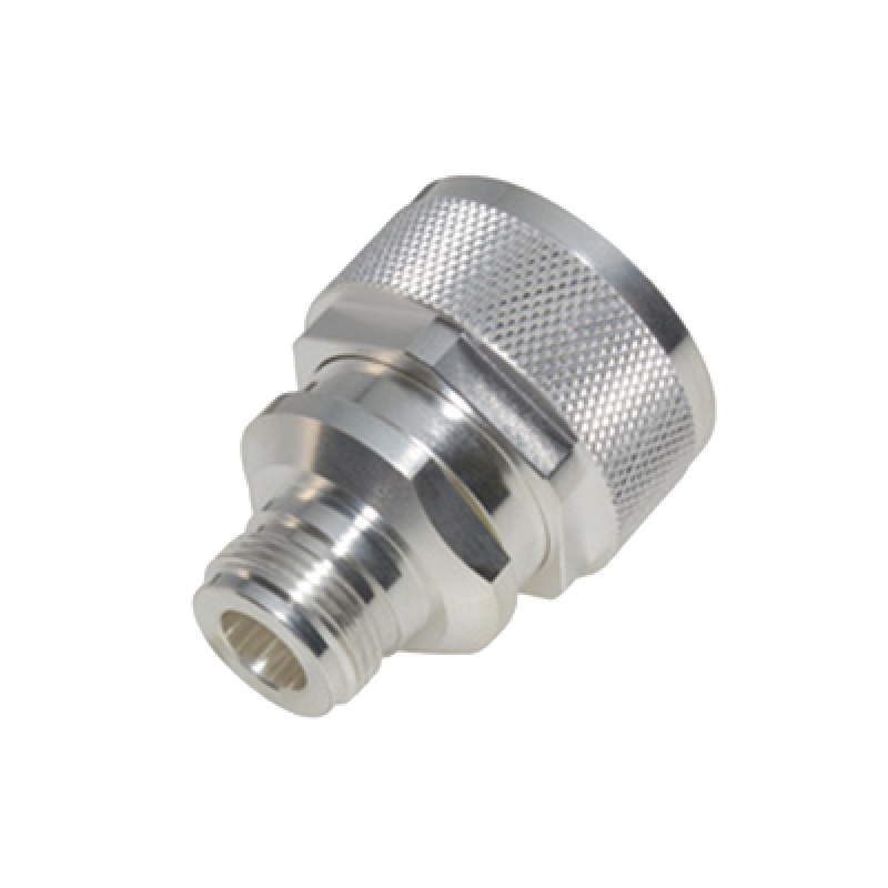 Adaptador en Línea de Conector DIN 716 Macho a N Hembra Plata/ Plata/ Teflón