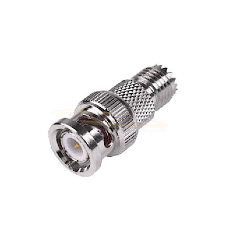Adaptador en Línea de Conector MiniUHF Hembra a BNC Macho Níquel/ Oro/ Teflón