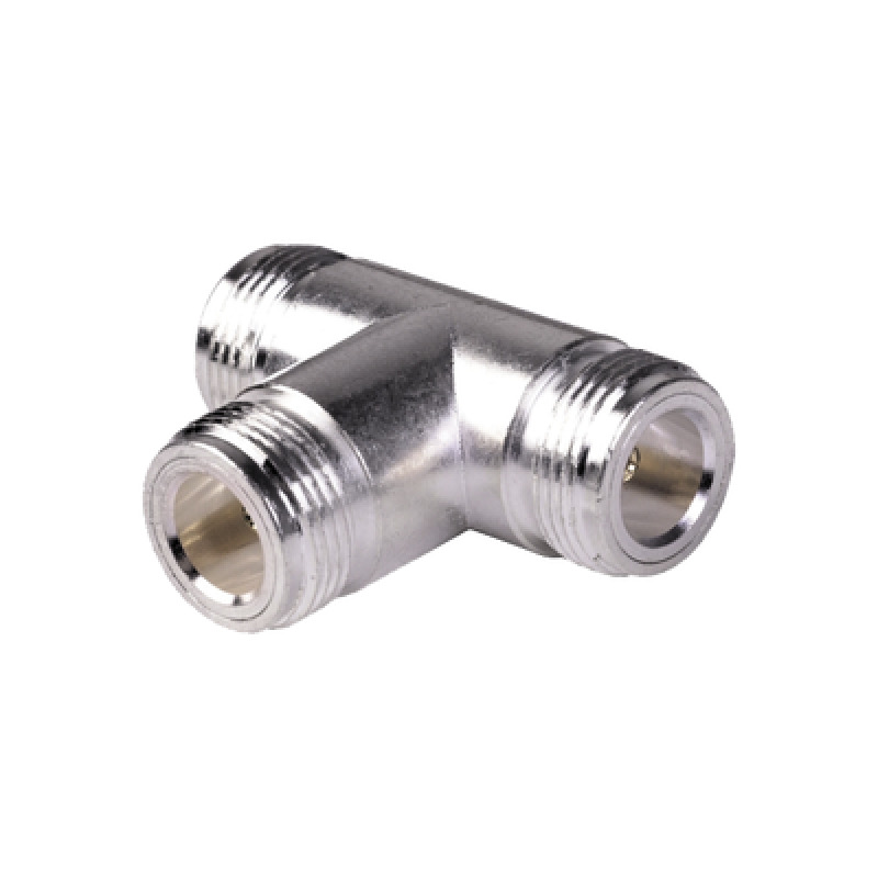 Adaptador en T Triple Conectores N Hembra Plata/ Oro/ Teflón
