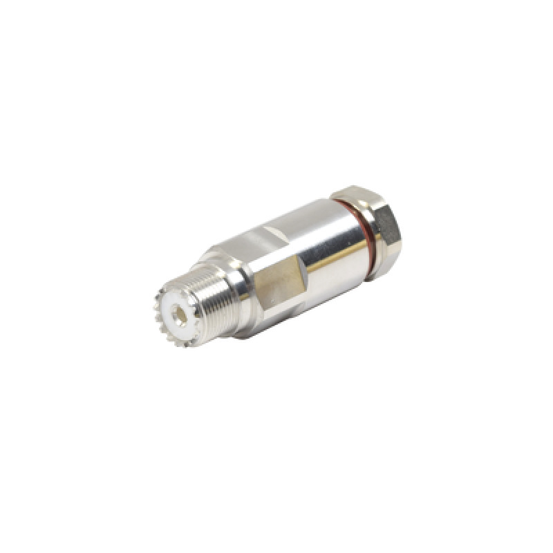 Conector UHF Hembra SO239 de Rosca para cable LDF450A Bronce Blanco/ Plata/ Teflón