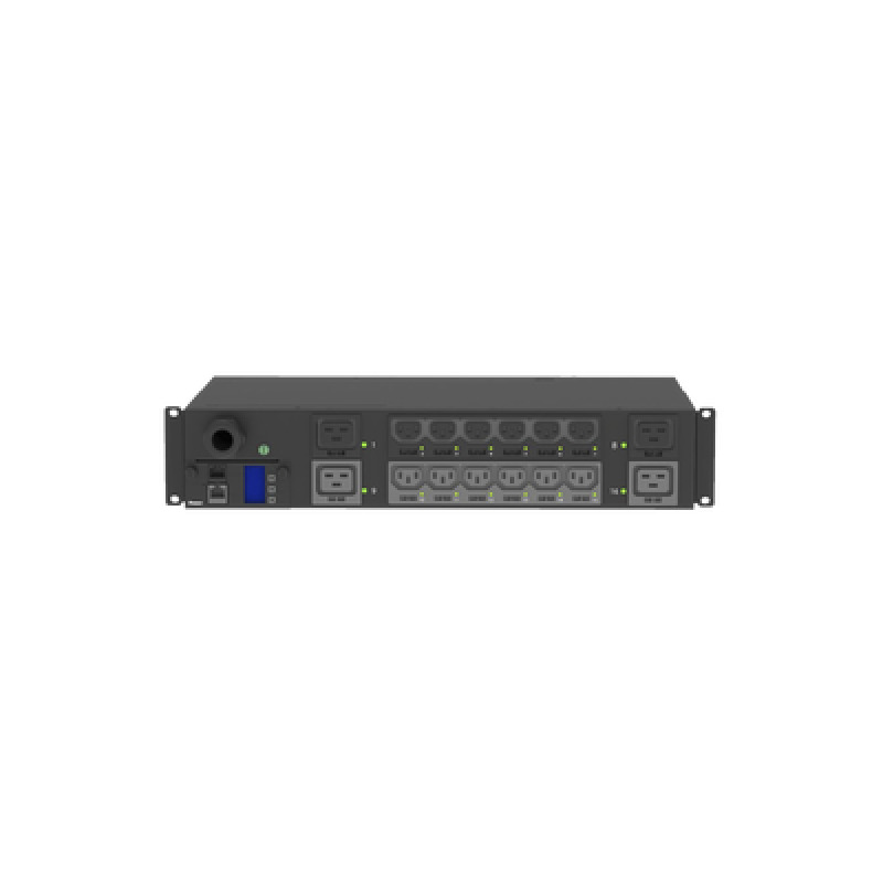PDU Monitoreable y Switchable MS para Distribución de Energía Enchufe de Entrada NEMA L630P Con 12 Salidas C13 y 4 Salidas C19 Horizontal 19in 208 Vca 30 Amp 2UR
