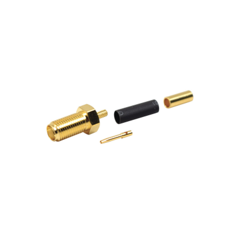 Conector SMA Hembra de Anillo Plegable para Cables RG174/U 8216 Oro/ Oro/ Teflón