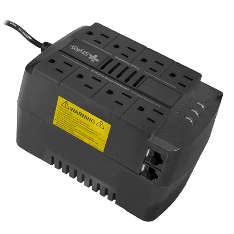 REGULADOR DE VOLTAJE STYLOS (STRE650B) RE650, 1200VA/650W, 8 CONTACTOS, NEGRO