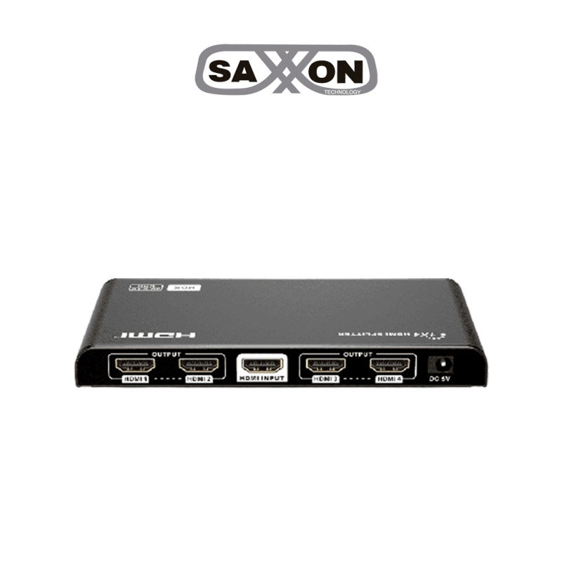 SAXXON LKV314HDR-V3.0 - Divisor HDMI 4K con 1 entrada y 4 salidas, resolución 4K x 2K Ultra HD y 1080P Full HD, soporta HDR, salidas de video combinadas en 4K y 1080P, con alcance de hasta 10 metros en entrada y salidas.