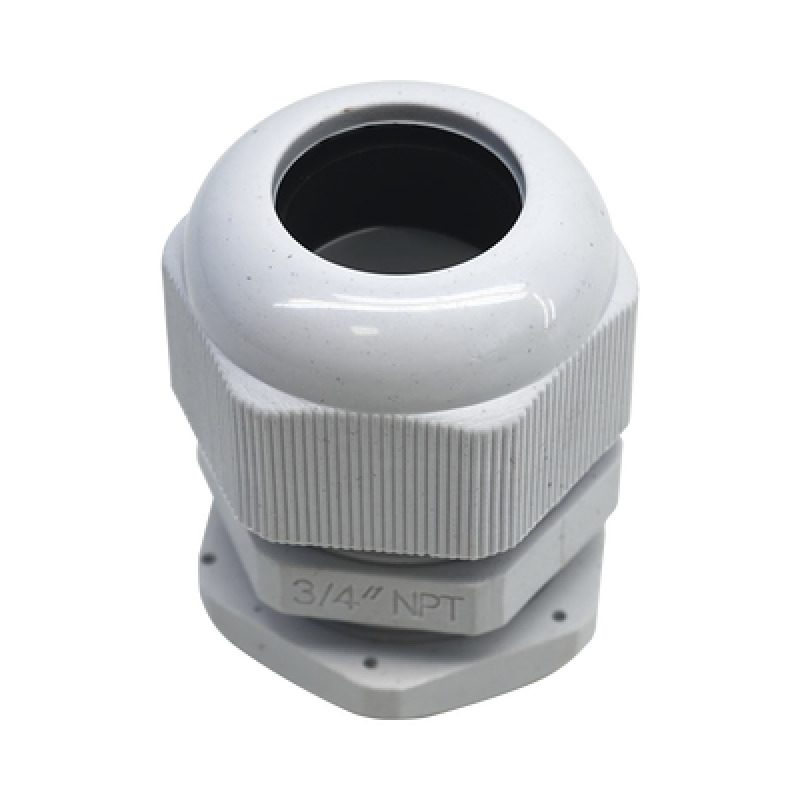 Conector Plástico Blanco Tipo Glándula para Rosca NPT 3/4