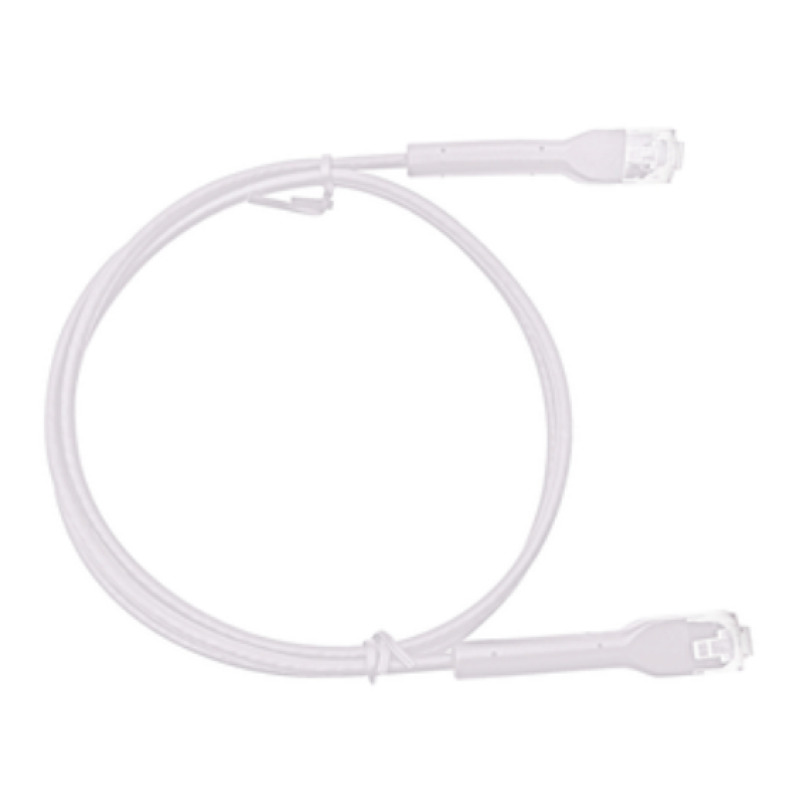 Cable de Parcheo Ultra Slim Con Bota Flexible UTP Cat6 18 cm Blanco Diámetro Reducido